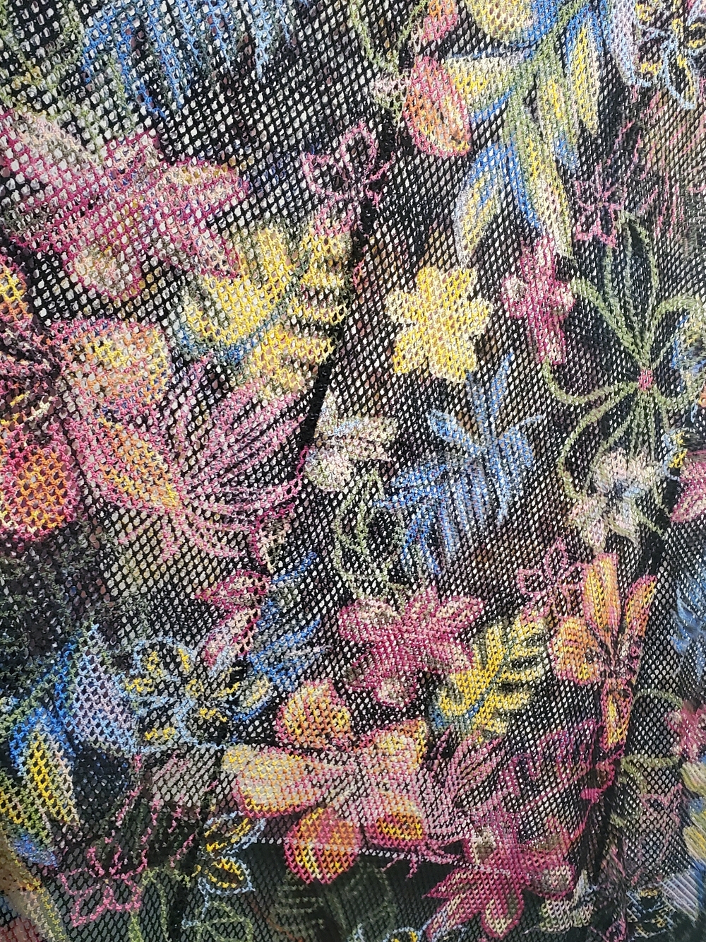 NWOT Floral Mesh Overlay Top with Black Base - Picture 5 of 5